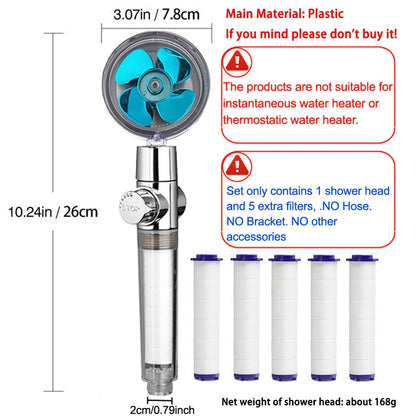 High Pressure Shower Head with 5 Filters | Water-Saving Rainfall Handheld Spa