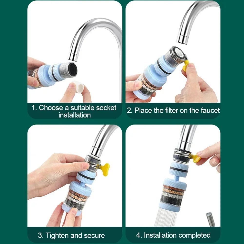 Universal Splash-Proof Water Filter Faucet | 6-Stage Purifier &amp; Bubbler